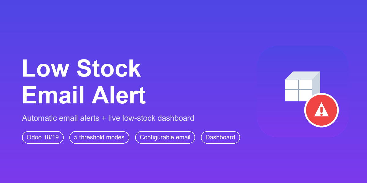 OpenC Low Stock Email Alert module for Odoo 18 and 19