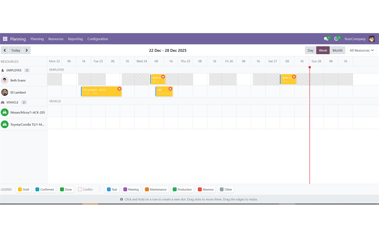 Resource Planning Timeline for Odoo Community
